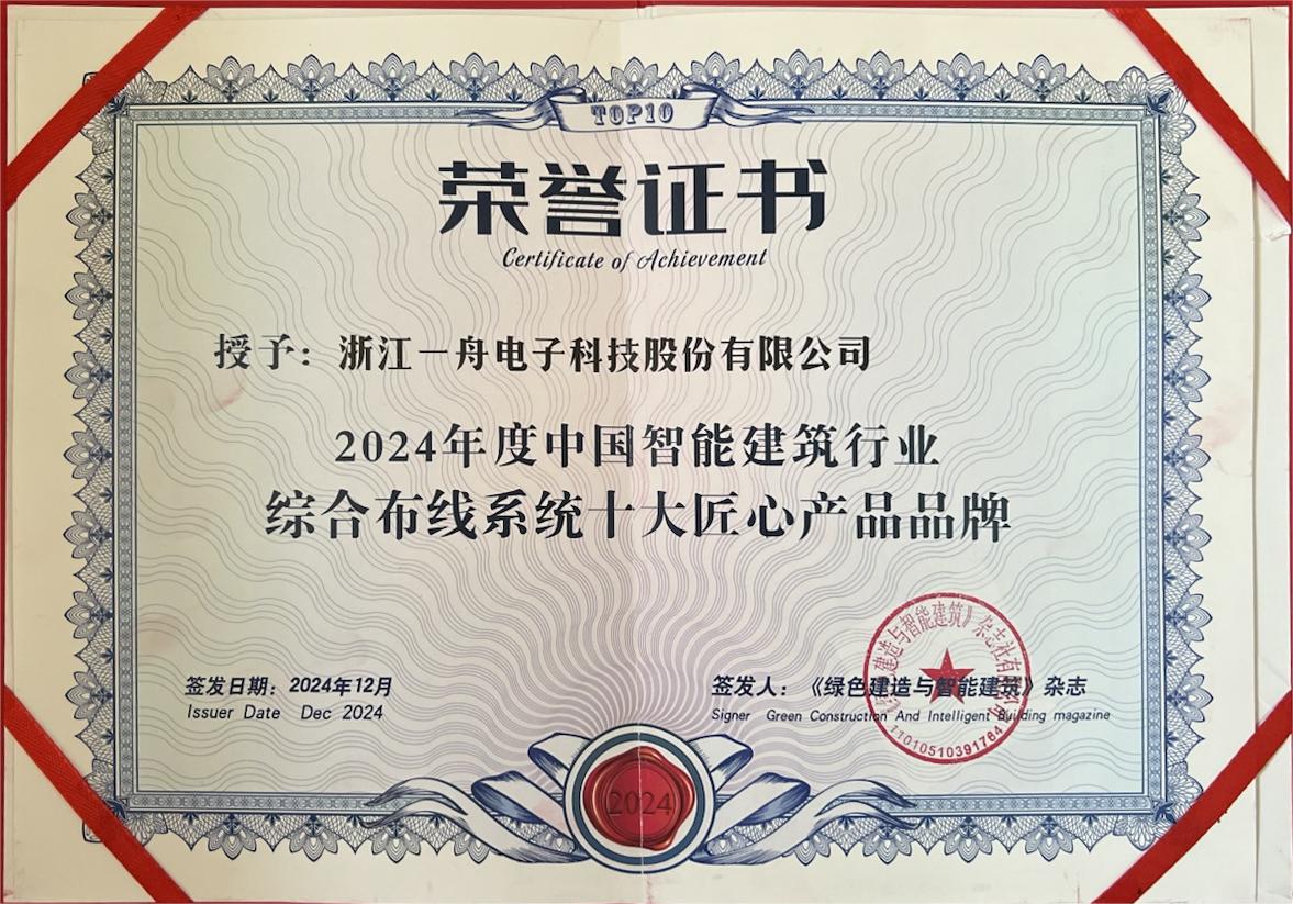 榮獲2024年度綜合布線(xiàn)系統(tǒng)十大匠心產(chǎn)品品牌 證書(shū).jpg